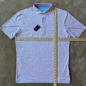NWT Johnnie-O Featherweight Polo - Blue/Red Stripe